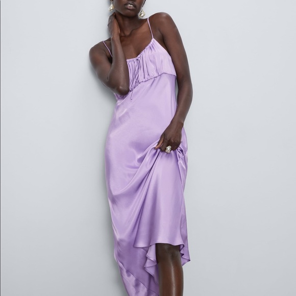 NWT ZARA SATIN LILAC SLIP DRESS - Picture 3 of 3